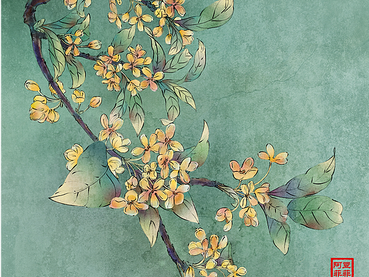 桂花古风插画