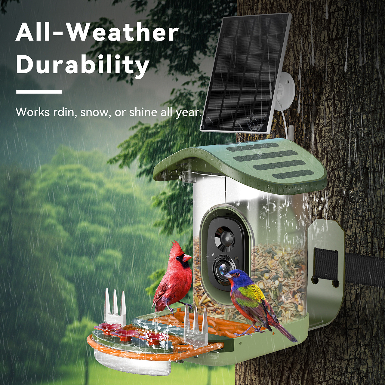 双层屋顶喂鸟器