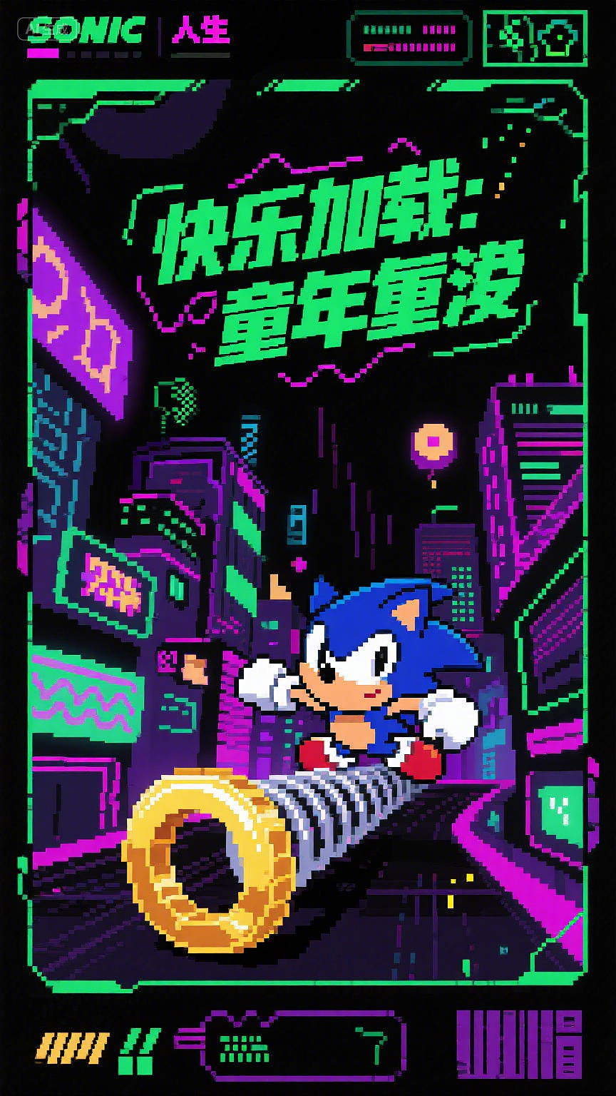 像素跃迁：扫描线把快乐重载（图ZMzk2NTU5OTYw） - AI作品 - 站酷设计师Aria咦原创素材 - 站酷ZCOOL