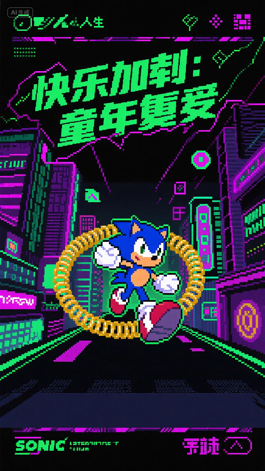 像素跃迁：扫描线把快乐重载（图ZMzk2NTU5OTY0） - AI作品 - 站酷设计师Aria咦原创素材 - 站酷ZCOOL