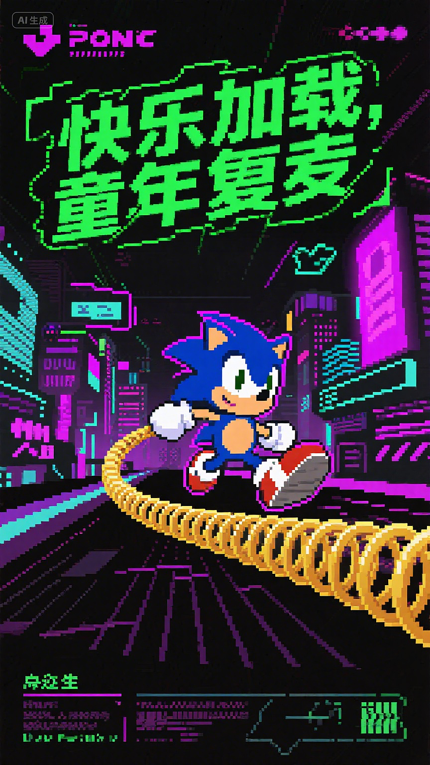 像素跃迁：扫描线把快乐重载（图ZMzk2NTU5OTY4） - AI作品 - 站酷设计师Aria咦原创素材 - 站酷ZCOOL