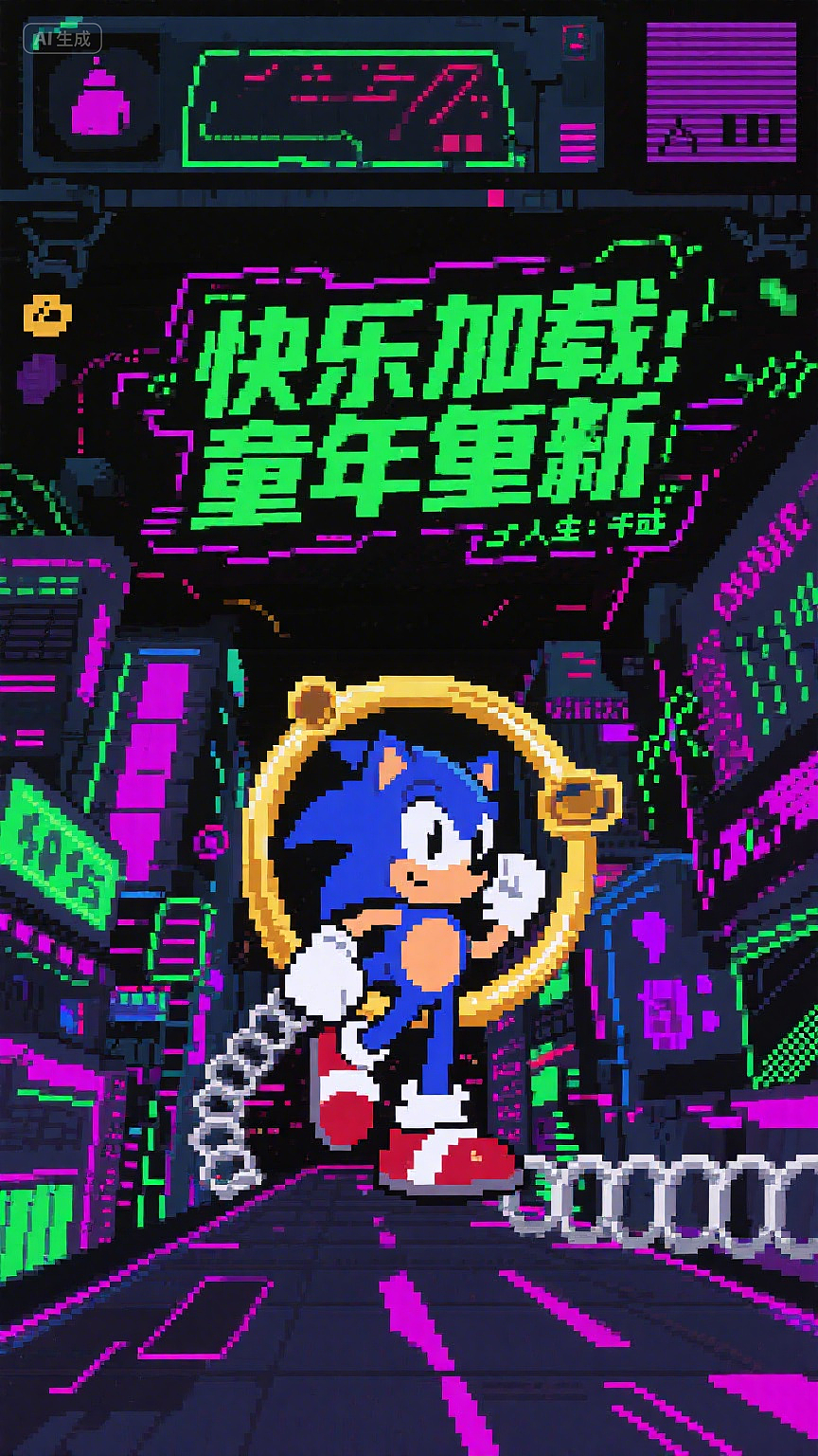 像素跃迁：扫描线把快乐重载（图ZMzk2NTU5OTcy） - AI作品 - 站酷设计师Aria咦原创素材 - 站酷ZCOOL