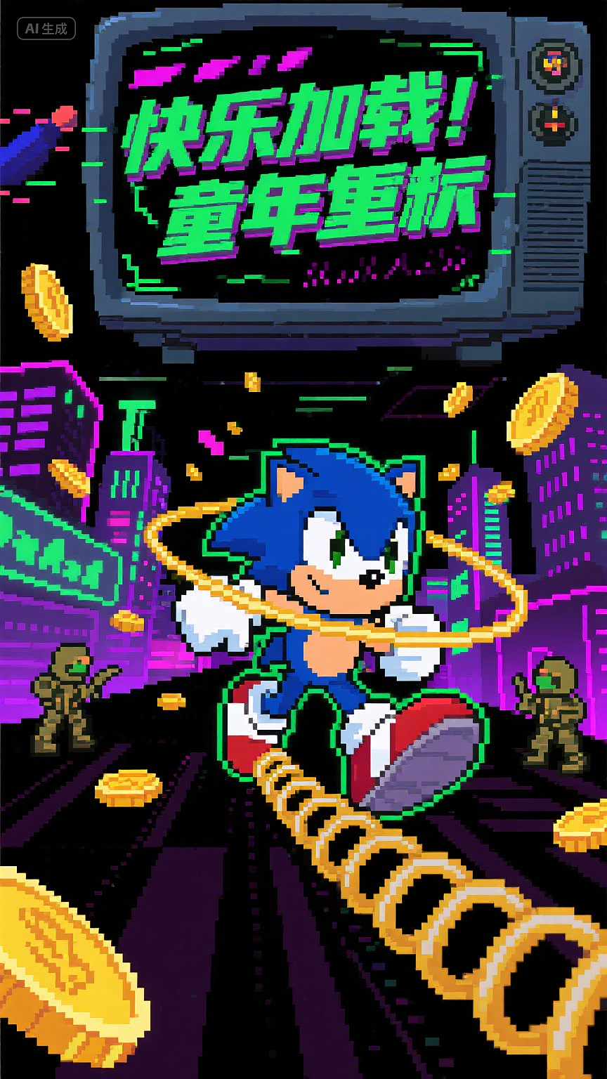 像素跃迁：扫描线把快乐重载（图ZMzk2NTYwMDQ4） - AI作品 - 站酷设计师Aria咦原创素材 - 站酷ZCOOL