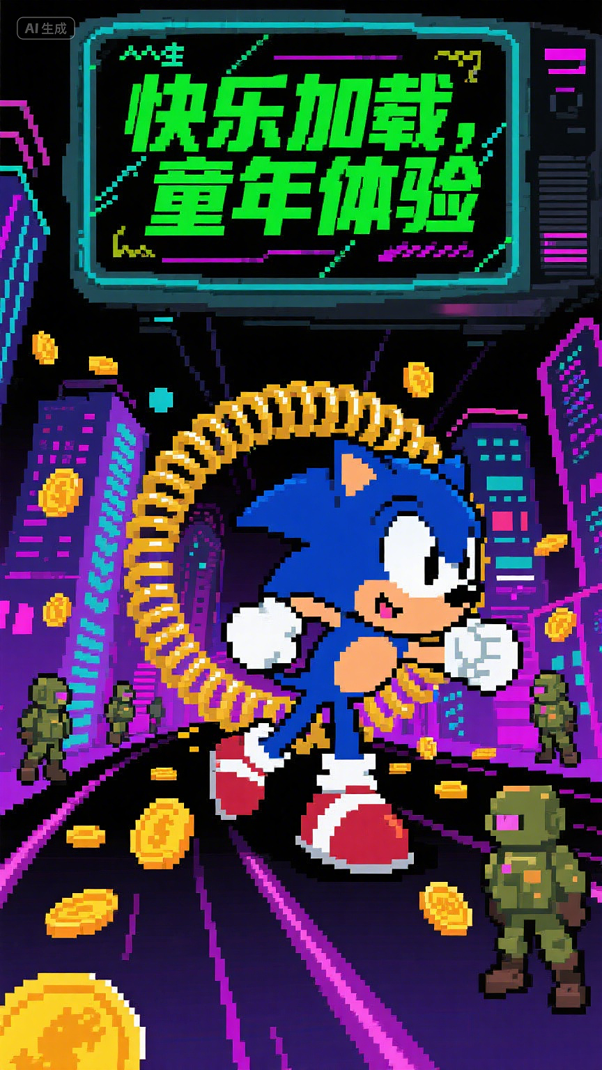 像素跃迁：扫描线把快乐重载（图ZMzk2NTYwMDg4） - AI作品 - 站酷设计师Aria咦原创素材 - 站酷ZCOOL