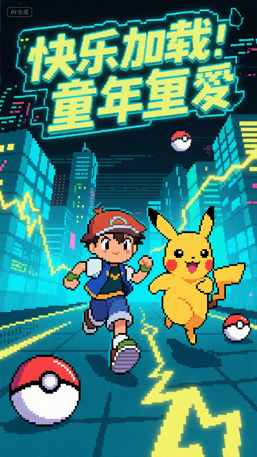 像素跃迁：扫描线把快乐重载（图ZMzk2NTYwMTY4） - AI作品 - 站酷设计师Aria咦原创素材 - 站酷ZCOOL