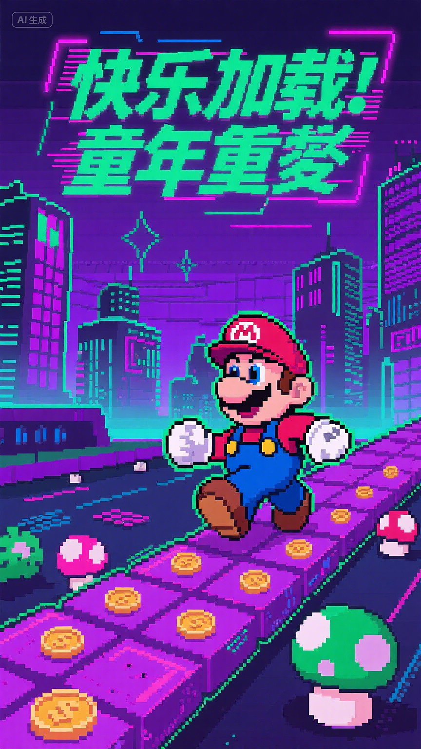 像素跃迁：扫描线把快乐重载（图ZMzk2NTYwMTg4） - AI作品 - 站酷设计师Aria咦原创素材 - 站酷ZCOOL