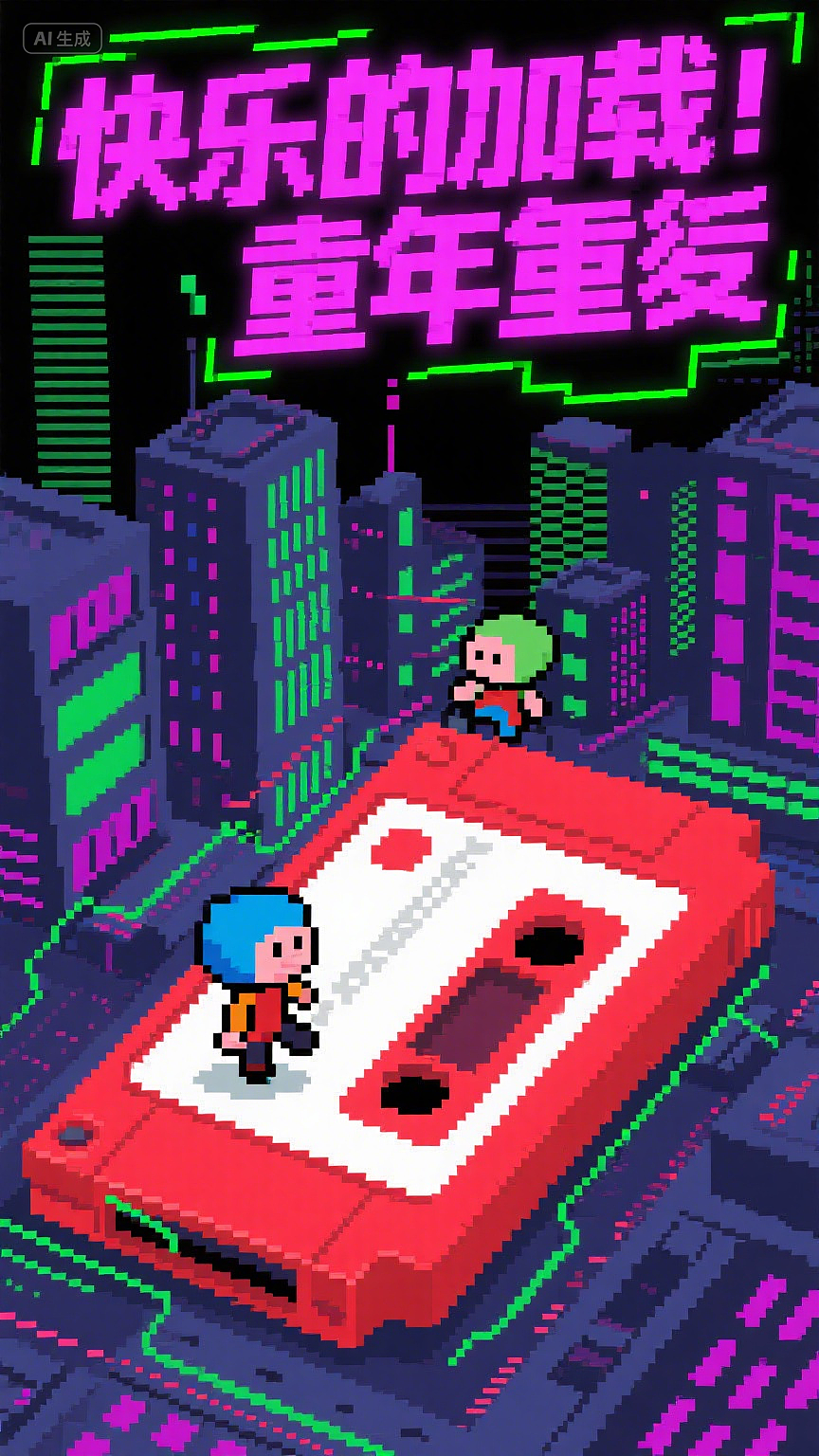 像素跃迁：扫描线把快乐重载（图ZMzk2NTYwMzI0） - AI作品 - 站酷设计师Aria咦原创素材 - 站酷ZCOOL
