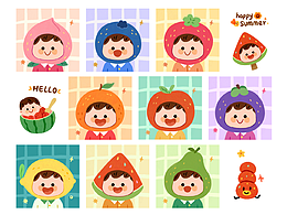 原創(chuàng)插畫(huà)/ 可愛(ài)水果娃娃 系列插圖