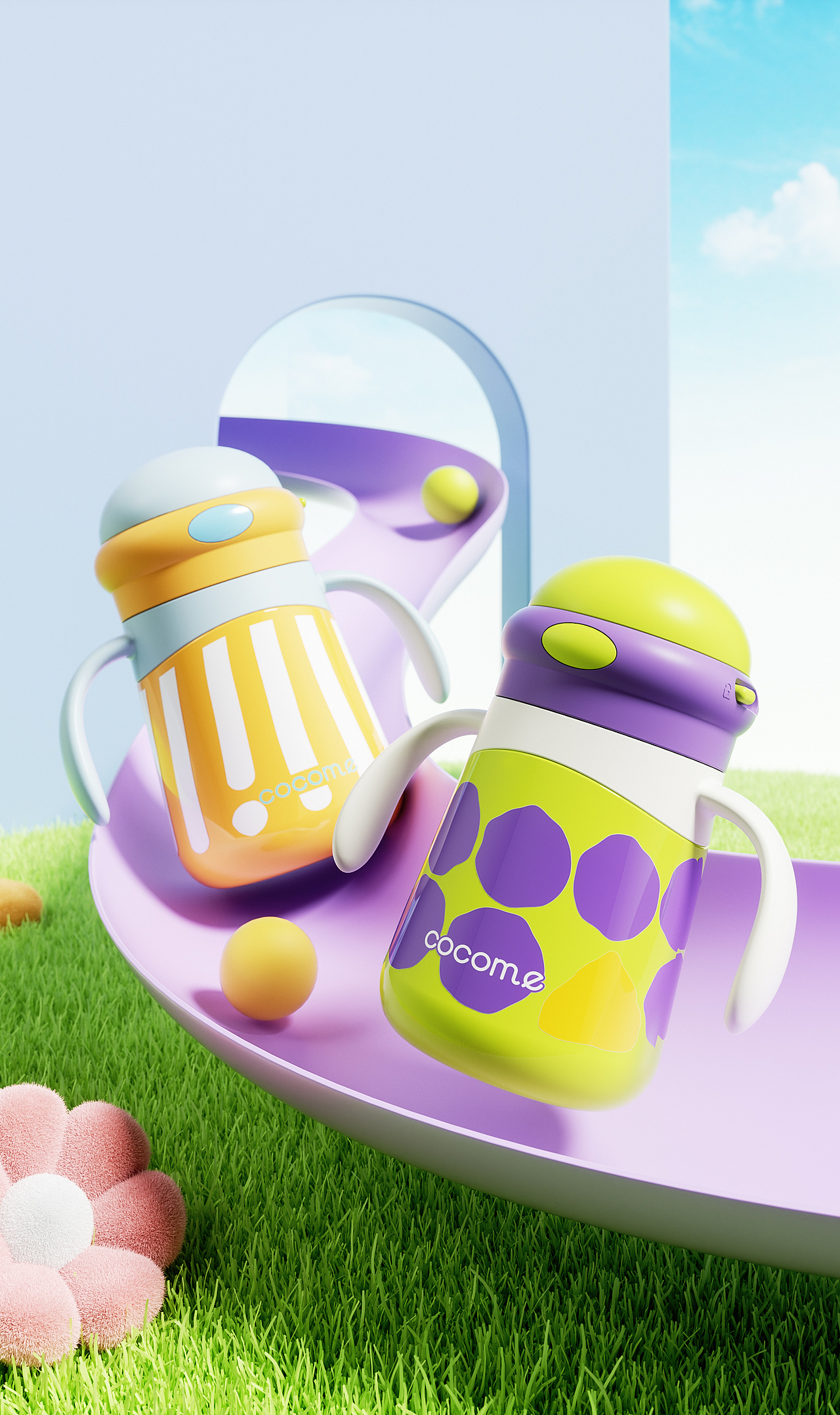 近期渲染节选(一些小水杯/梳子/辅食碗/宝宝勺)