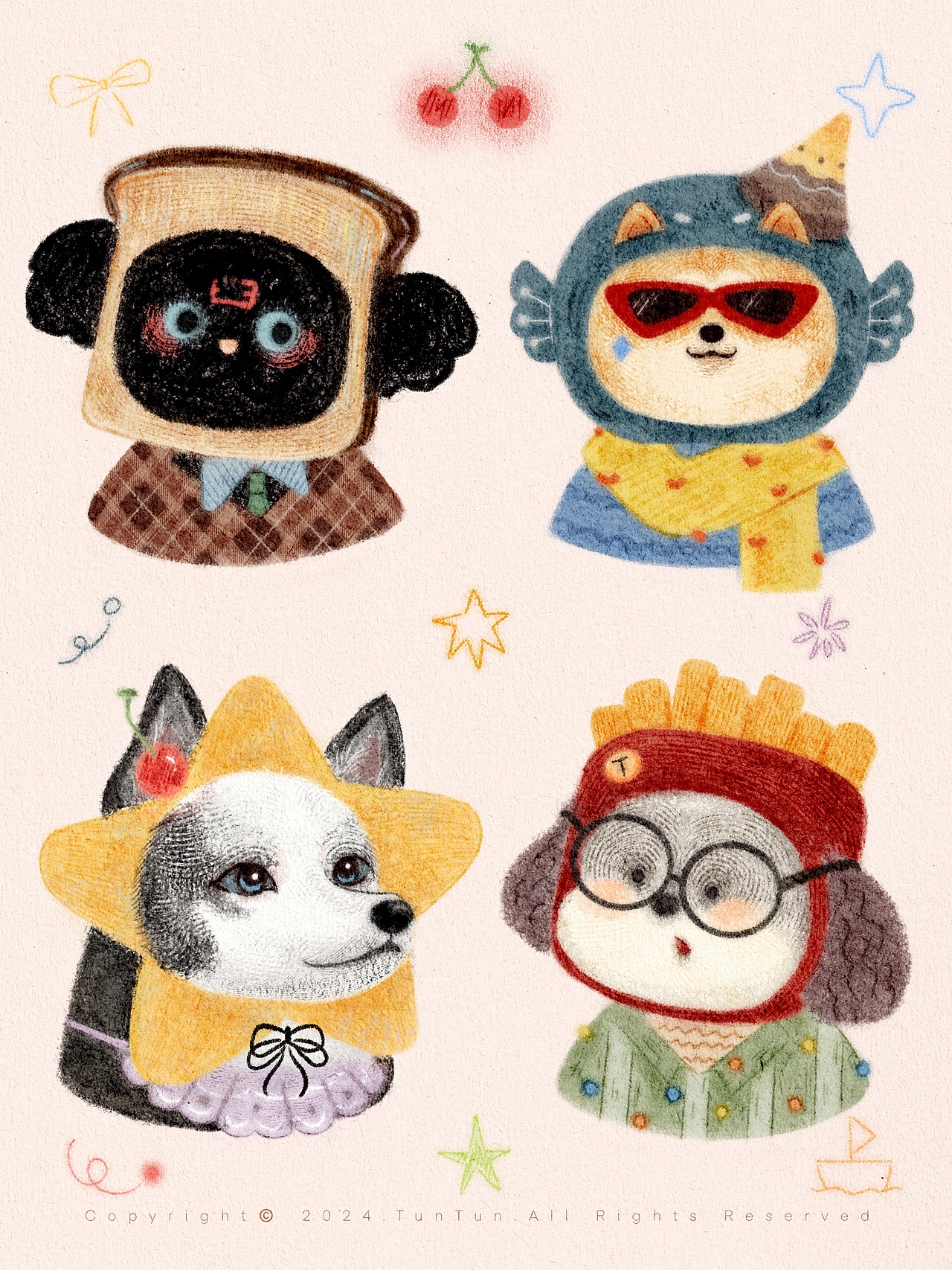 治愈系--毛毡圣诞狗狗群像