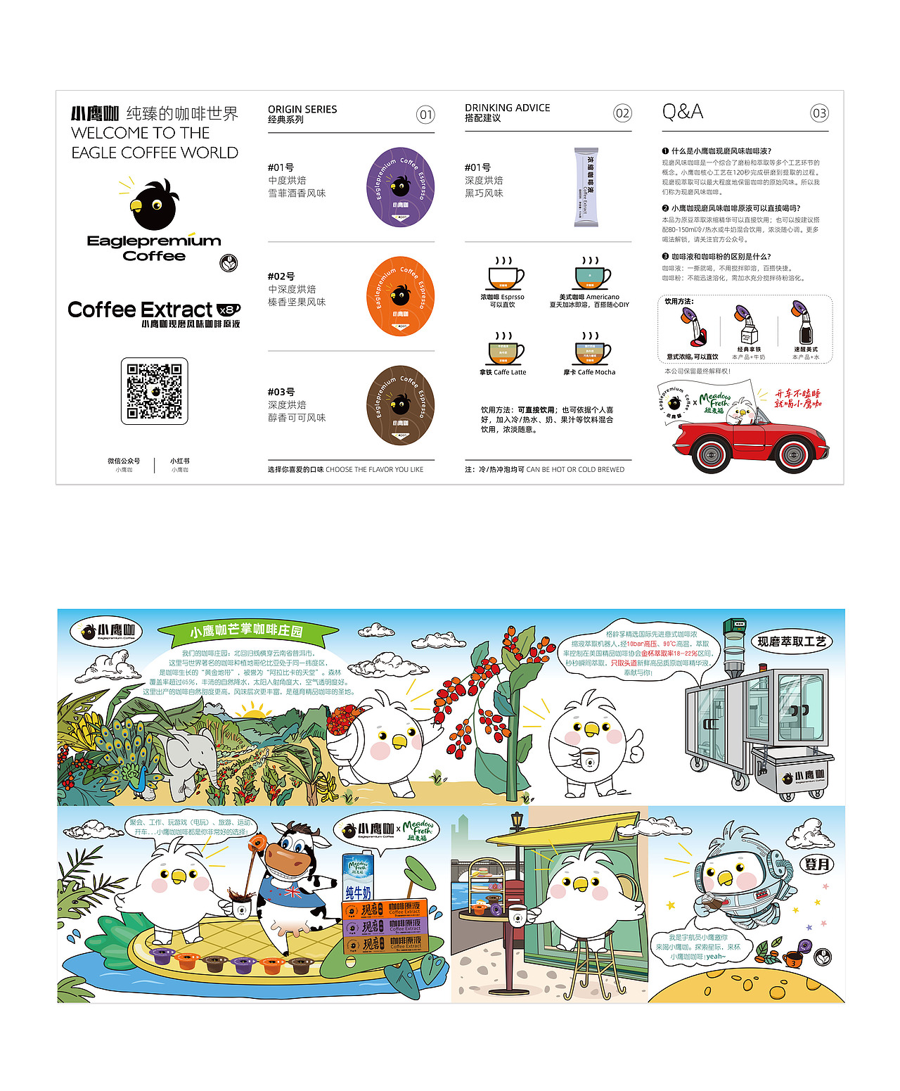 小鹰咖咖啡折页设计正反面完整彩色稿