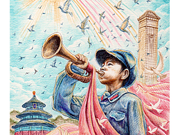 《穿越时空的号角》圆珠笔手绘