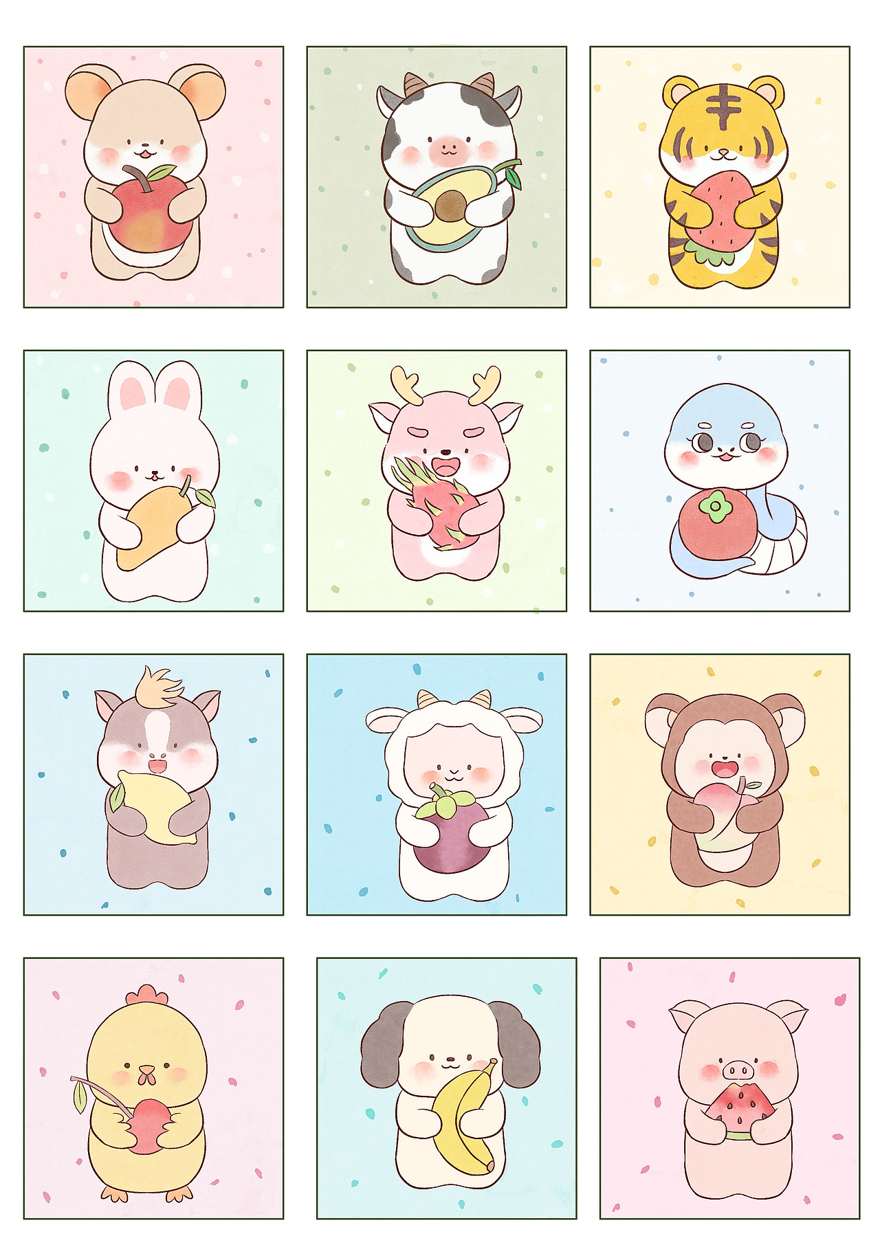 超可愛(ài)十二生肖（圖ZMzk2NjYzMTA0） - 商業(yè)插畫(huà) - 站酷設(shè)計(jì)師冬暮寒原創(chuàng)素材 - 站酷ZCOOL