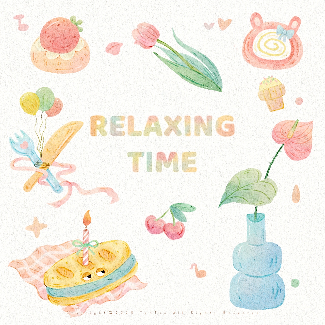 原创插画治愈系水彩一堆堆（图ZMzk2Njc5NTMy） - 商业插画 - 站酷设计师吞吞的猪lltunny原创素材 - 站酷ZCOOL