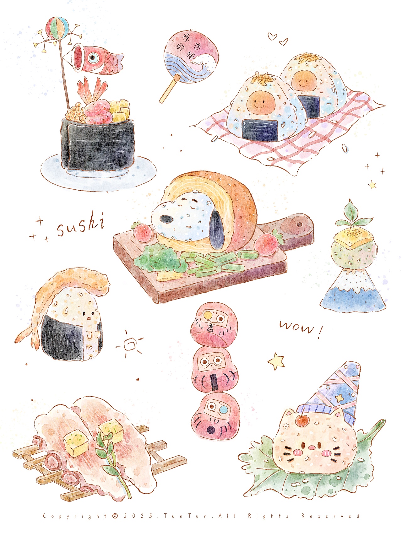 原创插画治愈系水彩一堆堆（图ZMzk2Njc5NTI4） - 商业插画 - 站酷设计师吞吞的猪lltunny原创素材 - 站酷ZCOOL