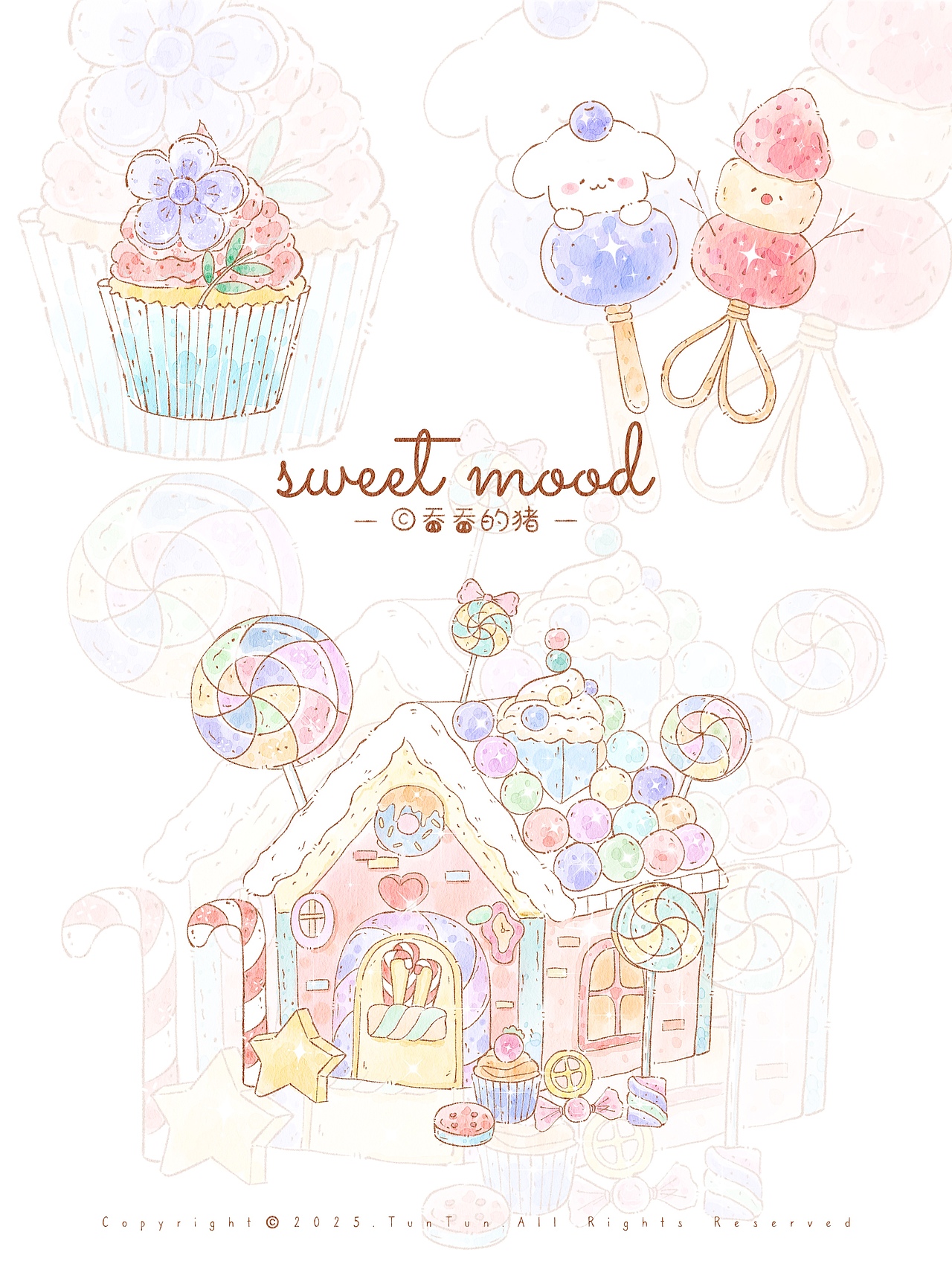 原创插画治愈系水彩一堆堆（图ZMzk2Njc5NTM2） - 商业插画 - 站酷设计师吞吞的猪lltunny原创素材 - 站酷ZCOOL