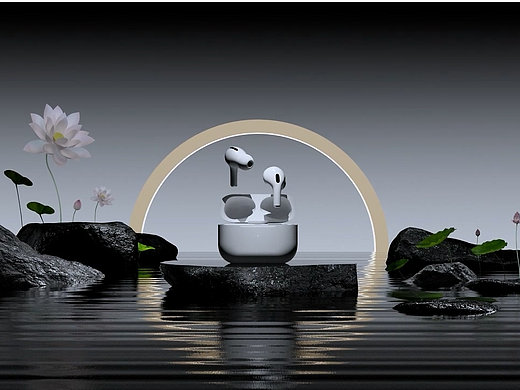 苹果白色蓝牙耳机动画 以 “静谧” 为主题的一次创作