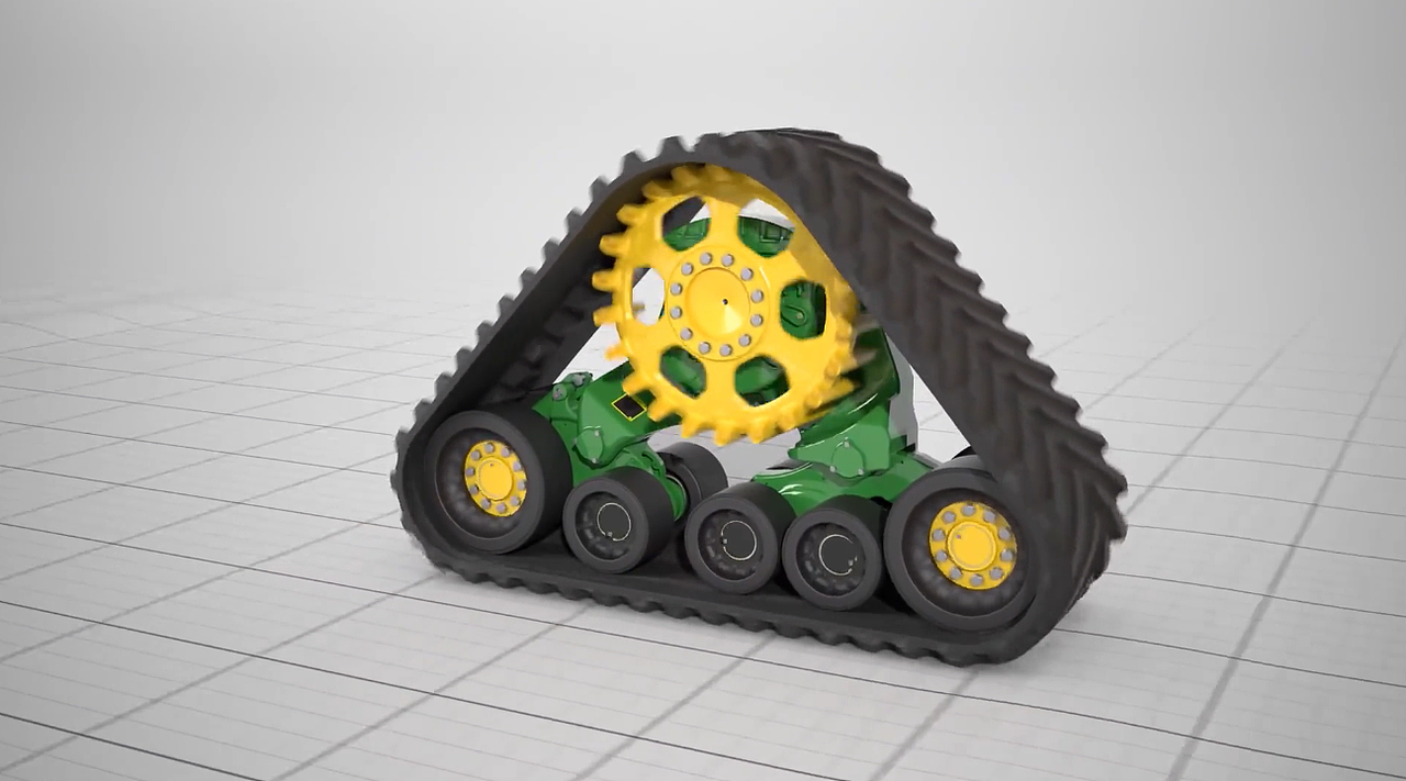 三角履带轮组合轨道农业机械3D三维动画渲染制作视频