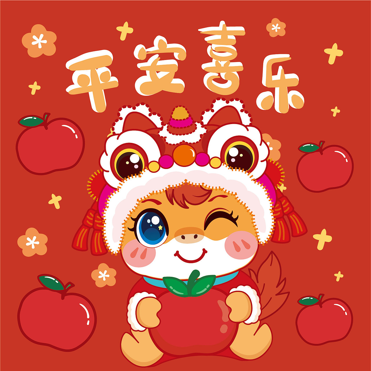 快乐小马抱枕装饰画卡通插画设计