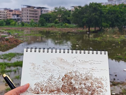 台风天～钢笔速写写生
