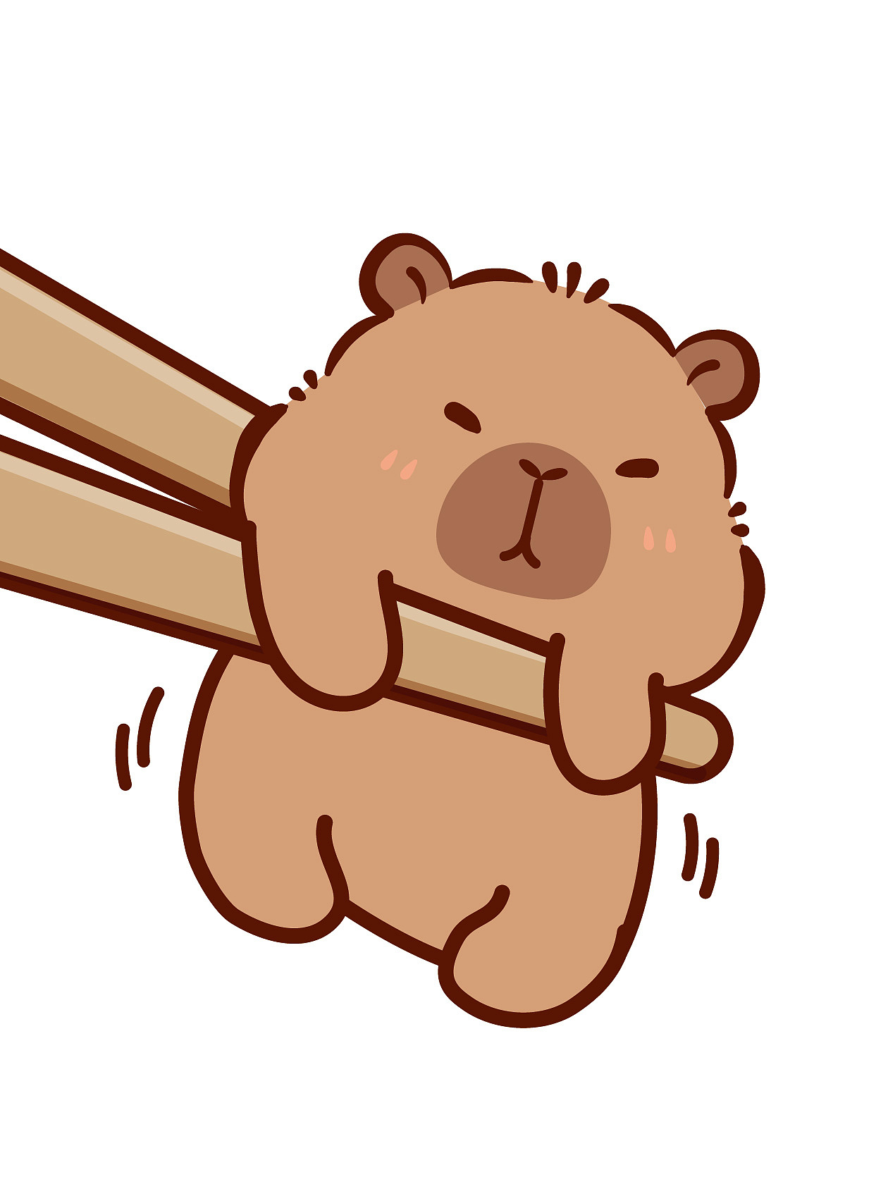 原创|夹到一个卡皮巴拉水豚萌萌IP卡通形象插画