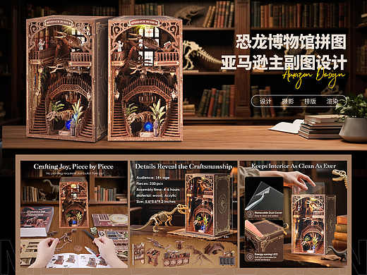 恐龙博物馆玩具亚马逊美国站主图A+设计