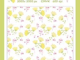 家紡原創(chuàng)圖案設(shè)計:黃花和粉葉