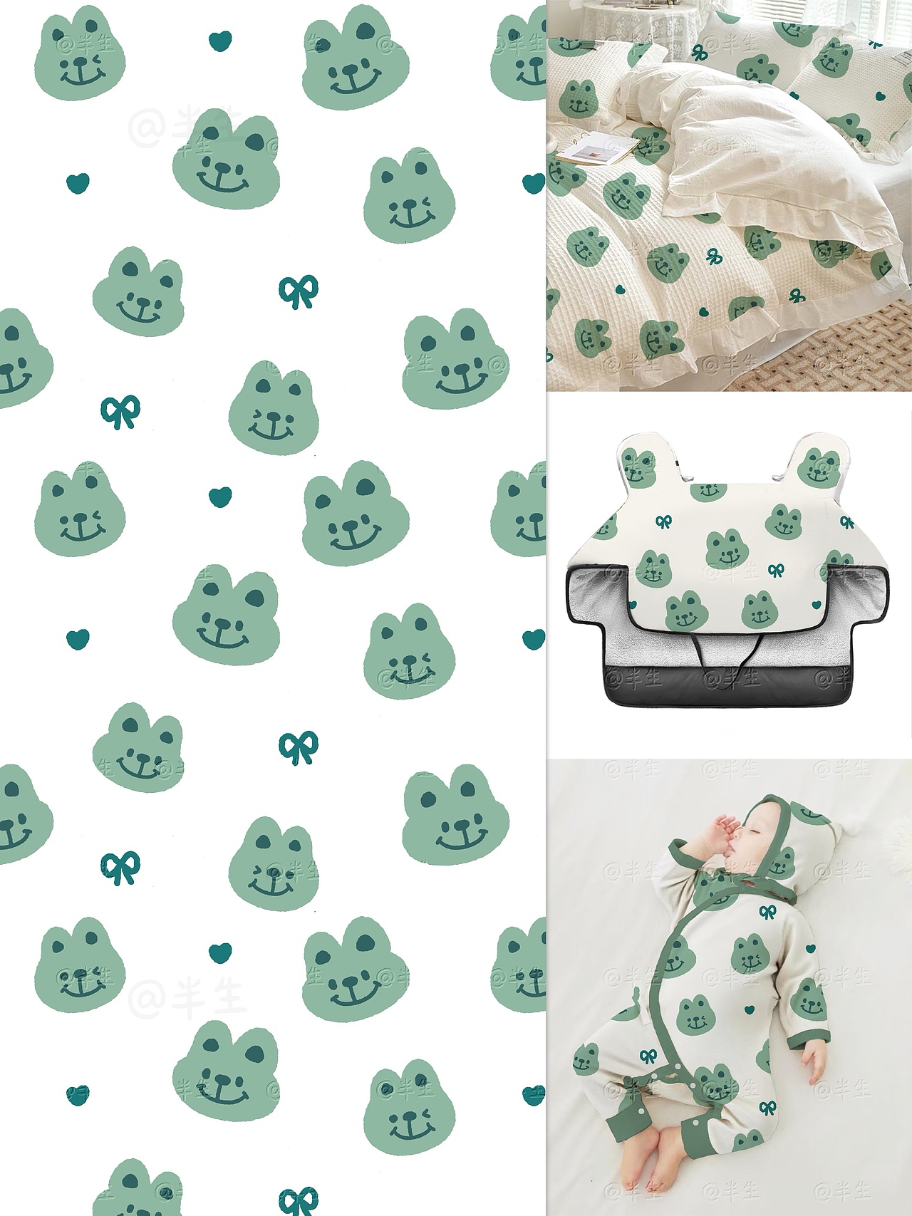 卡通动物印花图案（图ZMzk2ODMwMzg0） - 绘画 - 站酷设计师半生Fiera原创素材 - 站酷ZCOOL