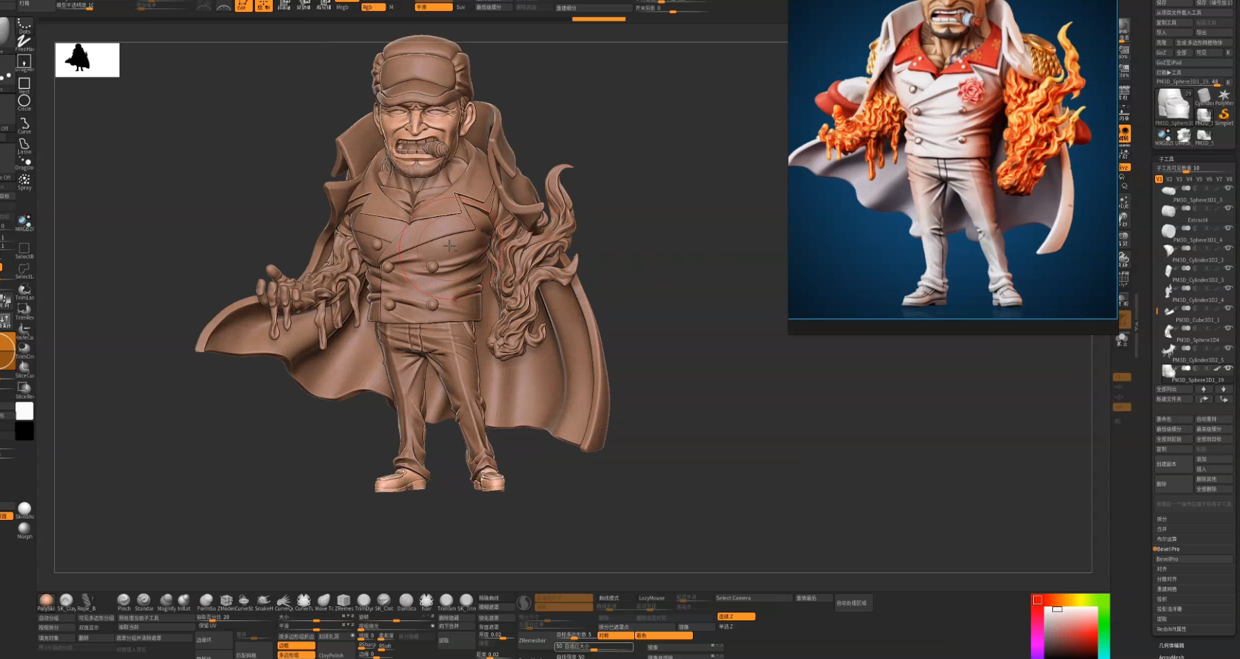 【ZBrush】爆肝两小半小时，制作海贼王同款赤犬手办！！！（图ZMTUyMzA3Njg=） - 教程 - 站酷设计师3D建模萌新原创素材 - 站酷ZCOOL