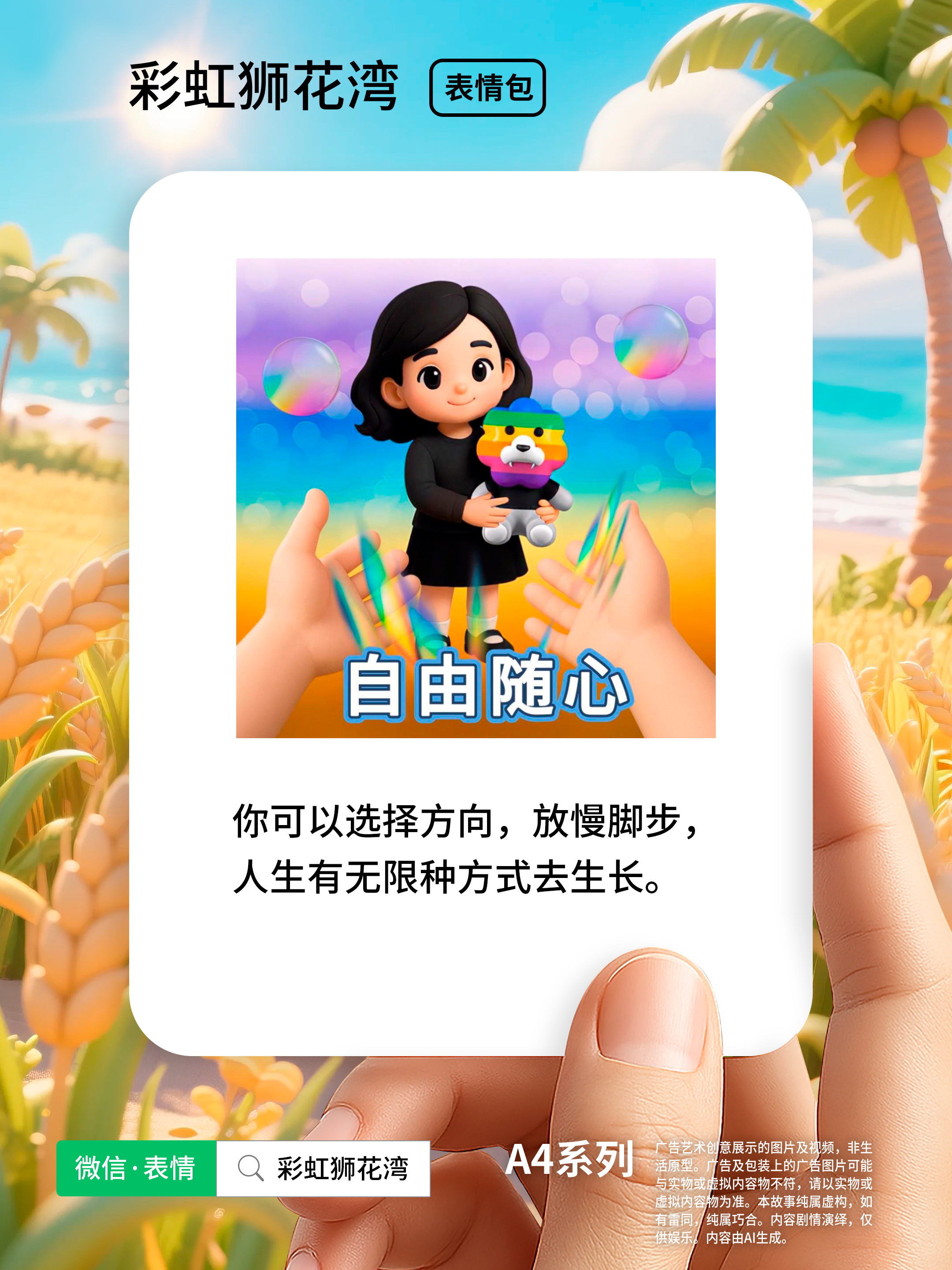 把「希望」设计成「表情」，献予六段「彩色」人生，彩虹狮花湾 A4 系列表情包上线啦！（图ZMTUyMzEyMTY=） - 资讯 - 站酷设计师彩虹狮原创素材 - 站酷ZCOOL