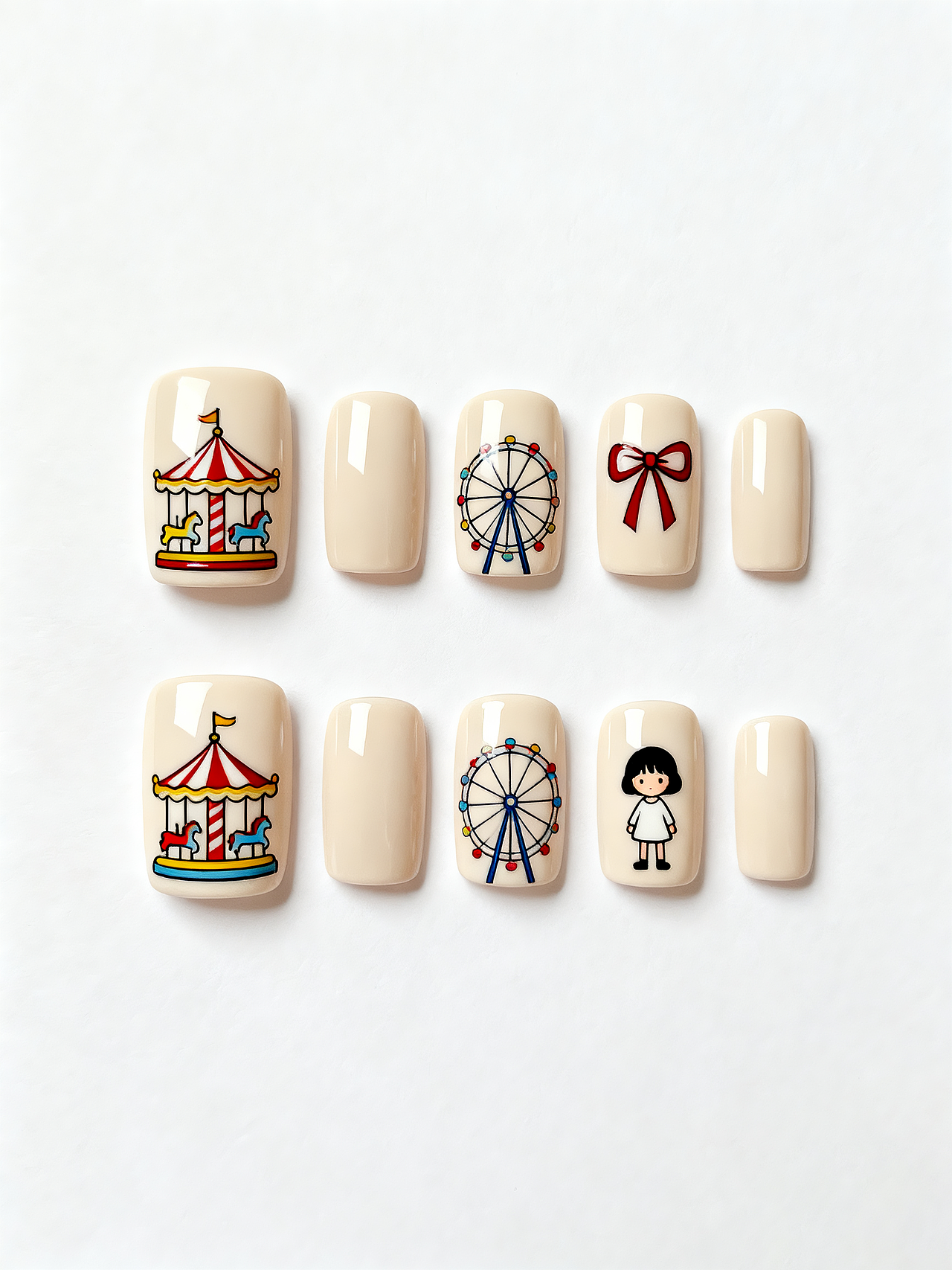 手绘美甲 一起去游乐园吧