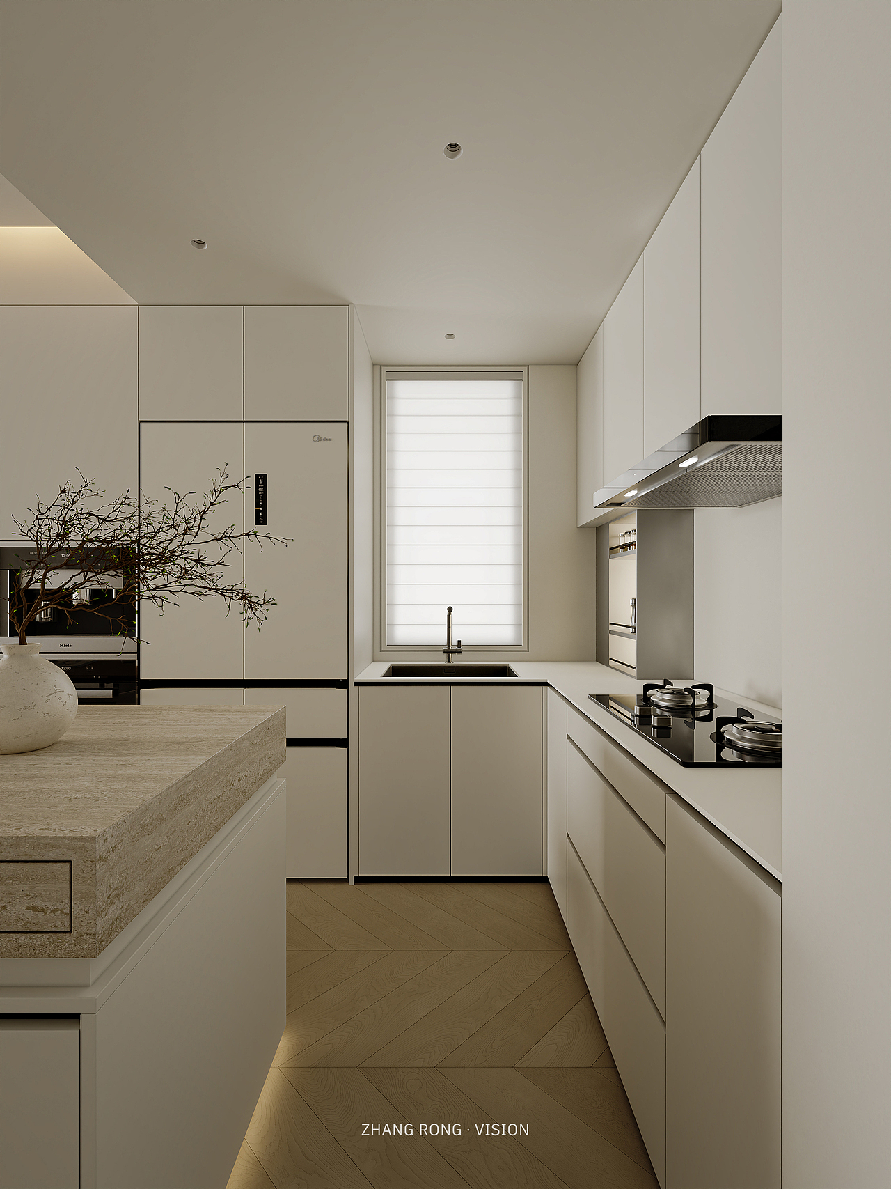 最近渲染|极简原木客餐厅