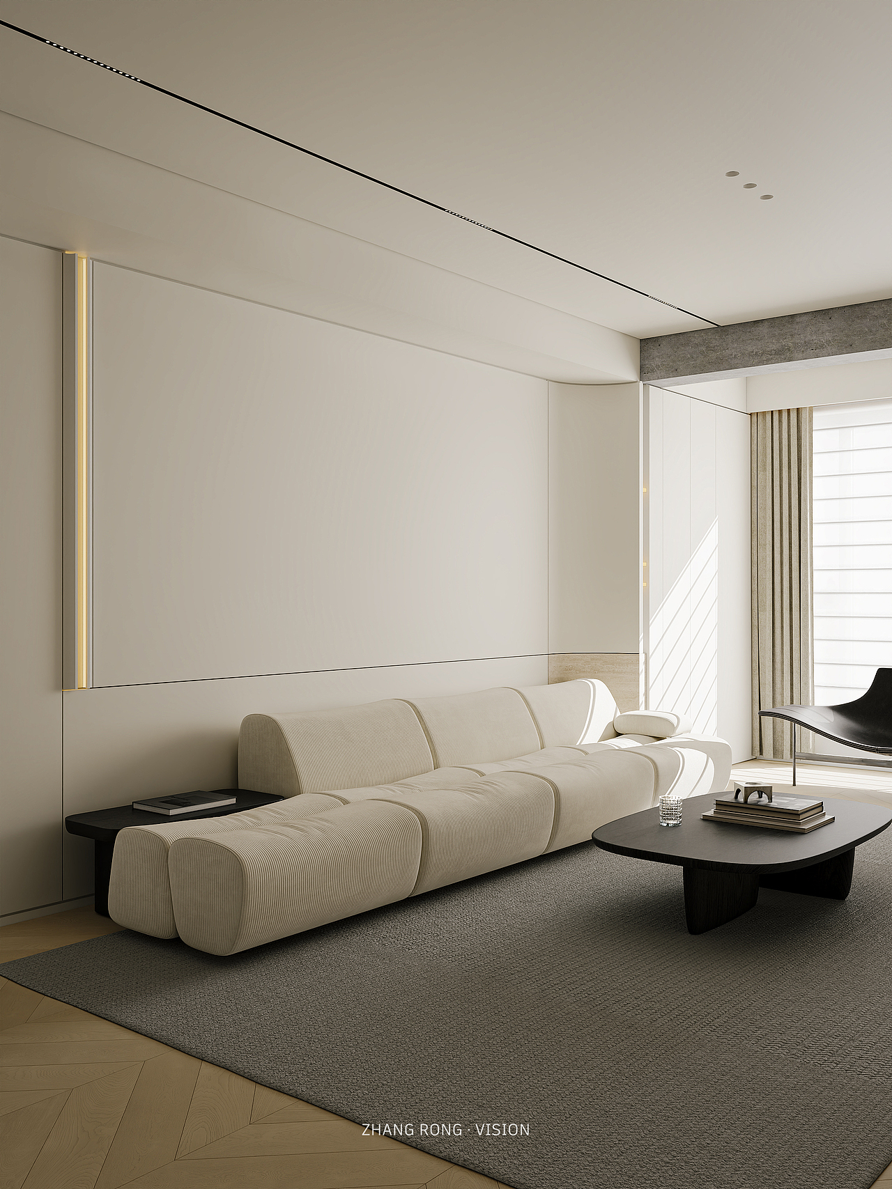 最近渲染|极简原木客餐厅