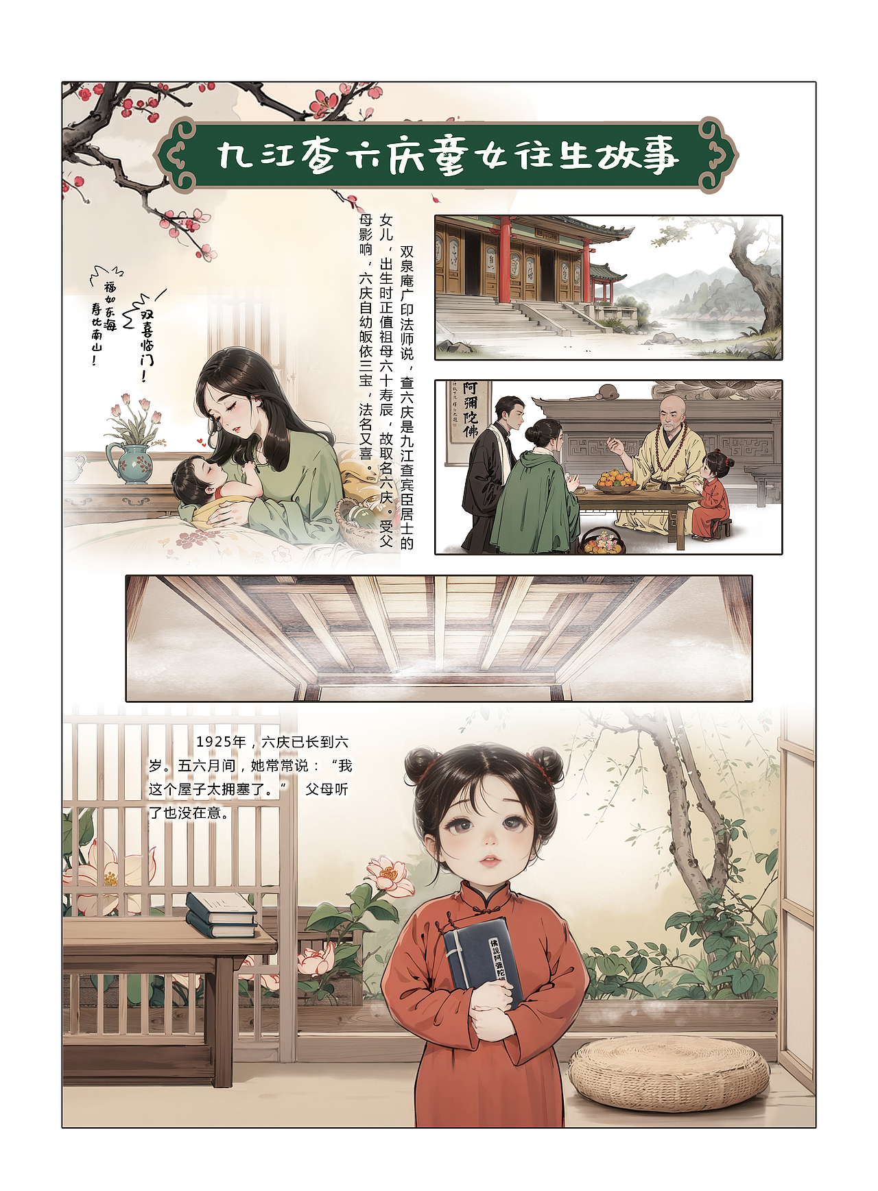 佛教题材故事九江童女短视频及页漫插画