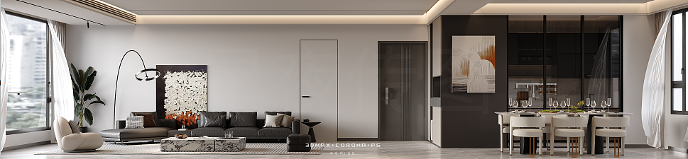 现代风客餐厅:简约中透着温柔氛围