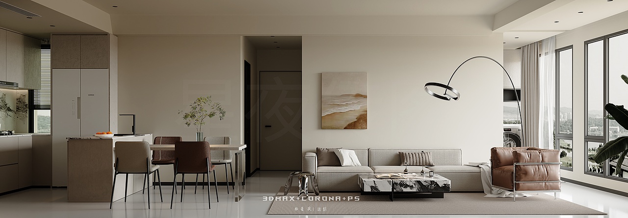 现代风客餐厅:简约中透着温柔氛围