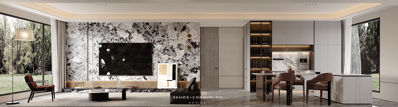 现代风客餐厅:简约中透着温柔氛围