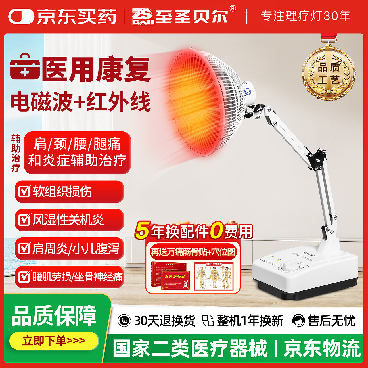 医疗烤灯,特定电磁波理疗仪电商主图