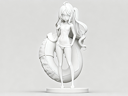 【ZBrush】游戏3D建模基础案例，ZBrush当中制作泳装蔚蓝档案空崎日奈手办！