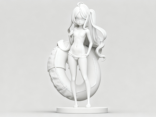 【ZBrush】游戏3D建模基础案例，ZBrush当中制作泳装蔚蓝档案空崎日奈手办！