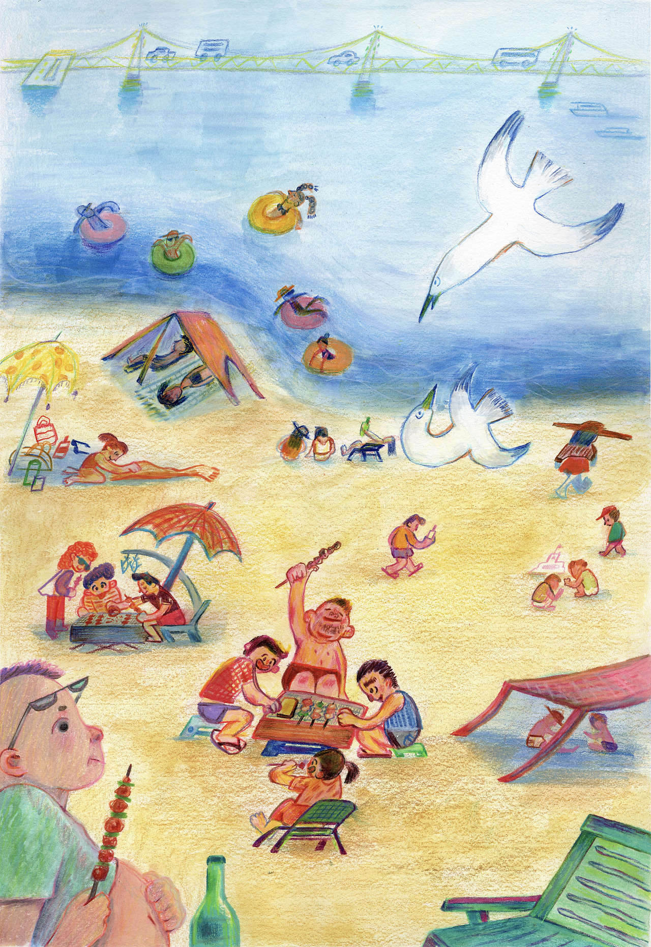 大连夏天的海边少不了小烧烤