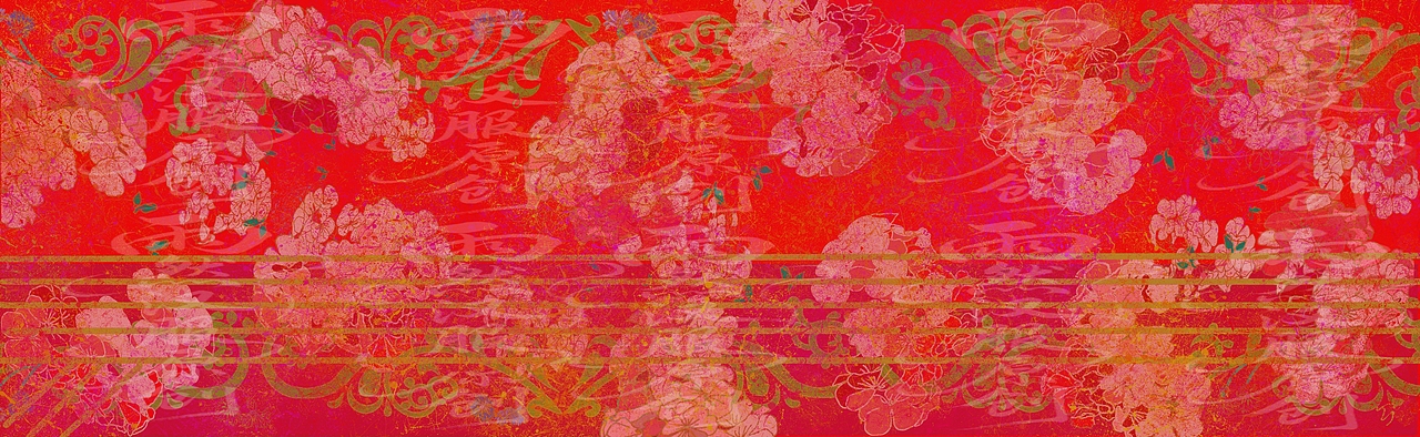 红韵.繁花(围巾图案设计)