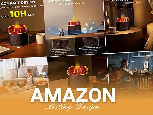 家具用品 深棕香薰机-Amazon亚马逊主副图A+设计案例