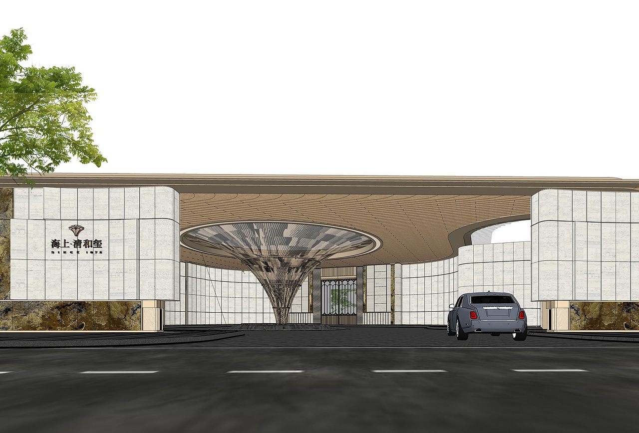 上海招商蛇口海上清和玺示范区景观SU模型下载