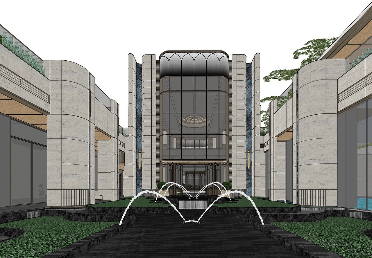 上海招商蛇口海上清和玺示范区景观SU模型下载