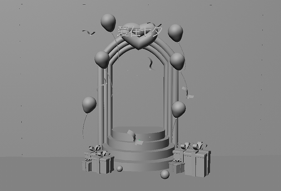 七夕节场景白模