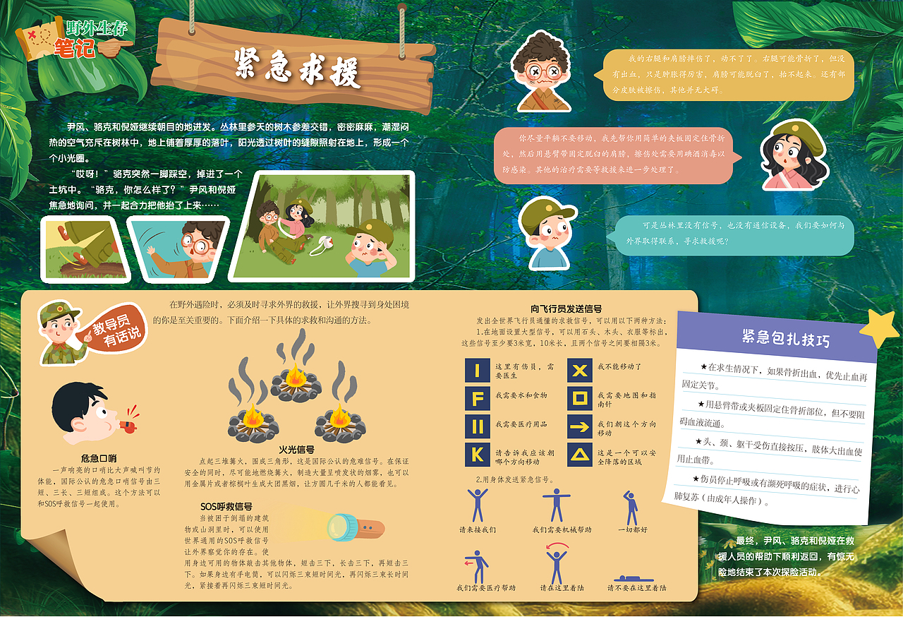 儿童野外生存探险故事栏目策划和内页绘制(已出版)