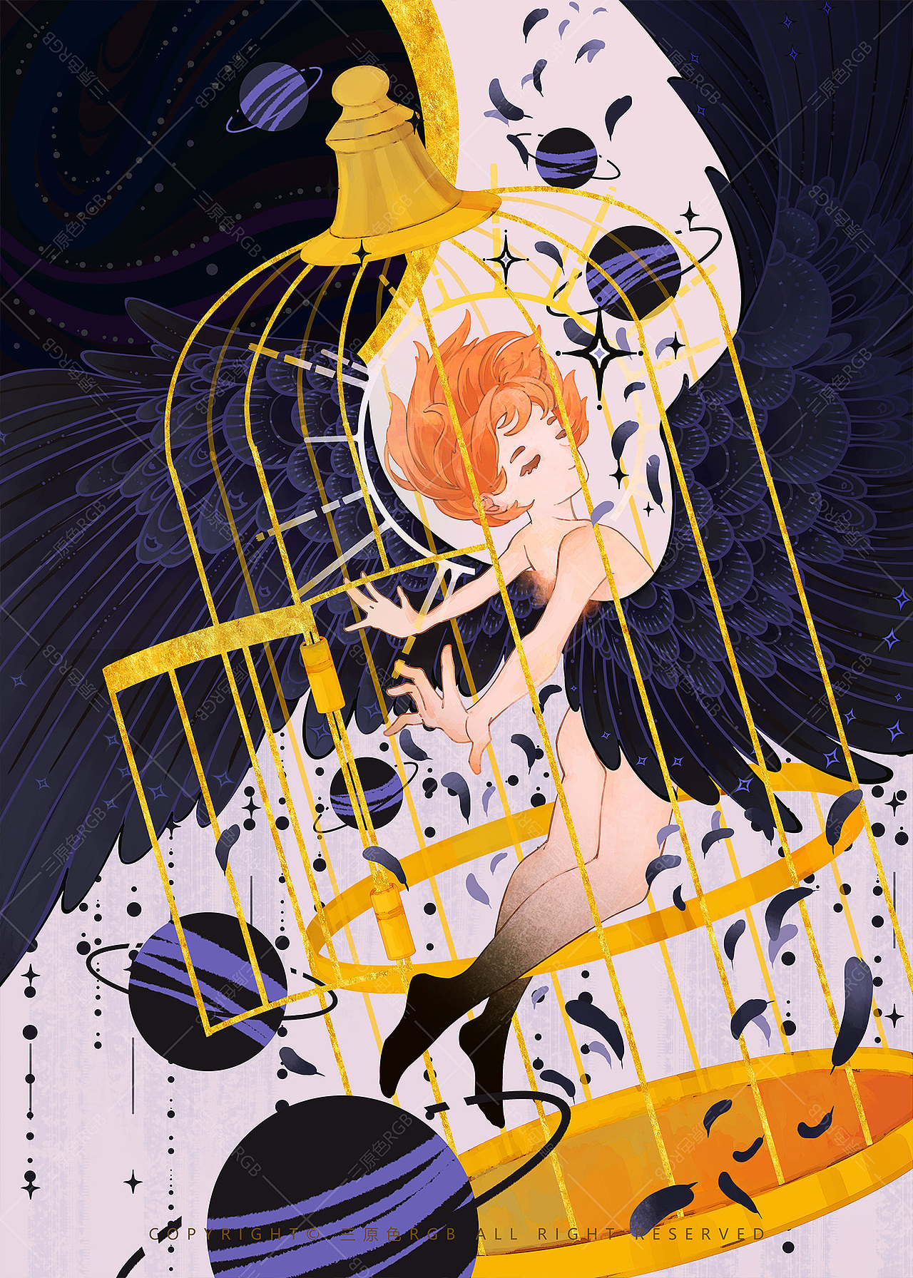 《星囚》被现实禁锢的灵魂渴望挣脱,在梦幻与挣扎交织中,美丽在消逝中永恒绽放,我想传递出对精神自由的执着追寻。