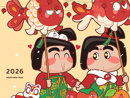 胖兜新年图库 新年插画 节日插画 马年IP