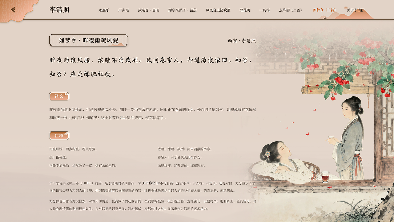 如梦令·昨夜雨疏风骤